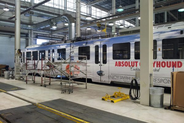 wrapped light rail train